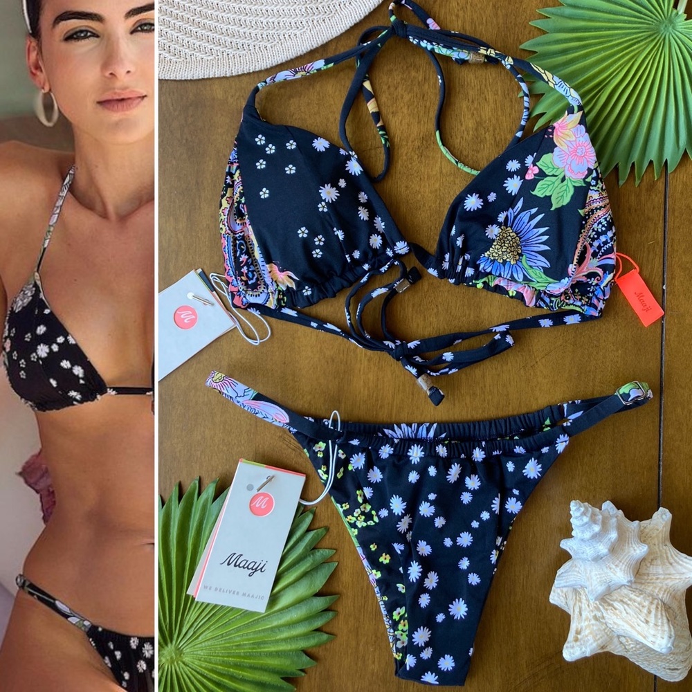 MAAJI Set - x Revolve Edge String Bikini Top & Frisky Cheeky Thong Bottom M